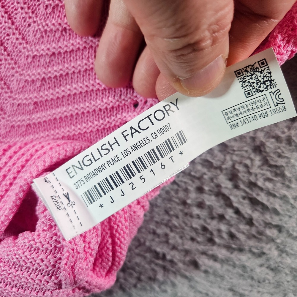 NWOT English Factory Shirt Top Women Small Knit Scallop Hem Pink - Pls Read - Picture 8 of 13